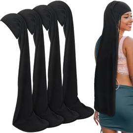 Twistover 4 Pcs Jumbo Dreadlock Cap 37'' Hair Dreads Head Wrap Loc Wraps for Dreads Hair Accessories for Men Women Sleeping(Black, Red, Purple, and Beige)