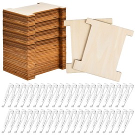 Aemygo 200 Pcs Ribbon Storage Organizer Set, Flat Wood Ribbon Spools with Folding Clips Embroidery Floss Bobbins Holder Empty Wooden Thread Storage for Cross Stitch Cotton Sewing Storage