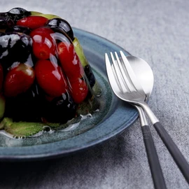 Cutipol MIO Black/Matte Silver Dessert (Fork/Spoon), Set of 2