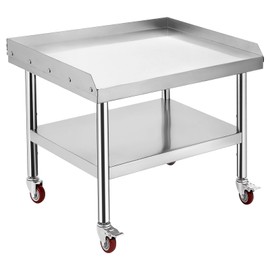 MOVECOM Equipment Grill Stand Table | Stainless Steel 24"x28"x24" | 1000 lbs Top Shelf, 220 lbs Bottom Shelf | Adjustable Legs with 2" Edge Baffle | Ideal for Commercial Kitchens, Hotels, and Homes