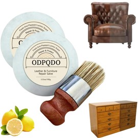 ODPQDO Furniture Salve with Brush for Leather Wood, Leather Furniture Salve/Brush Bundle Wood Polish Wax with Boar Bristle Brush, Household Leather Upholstery Cleaners for Home (2 Packs)