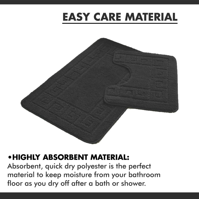 Lions 2 Piece Non Slip Striped Bath Mat & Pedestal