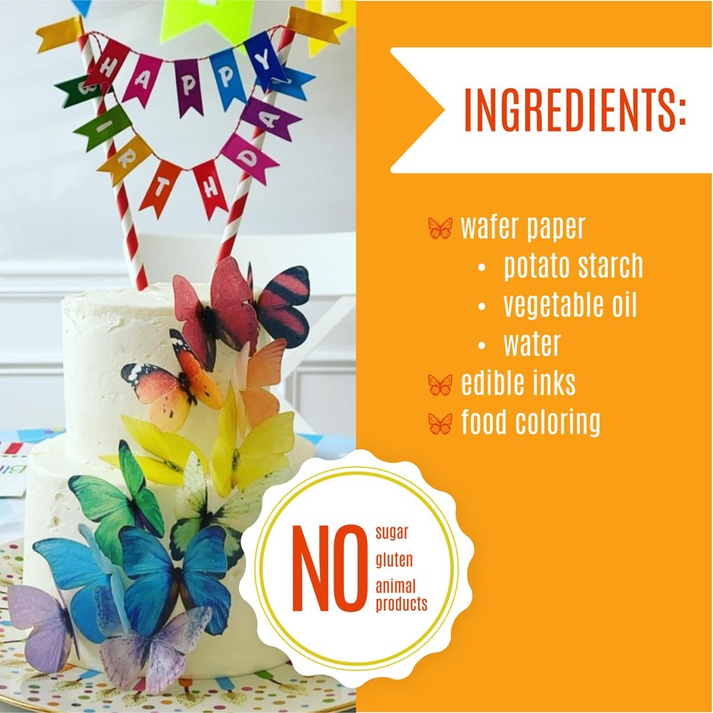 Sugar Robot Edible Butterflies for Cake Decorating- Large Size Butterfly