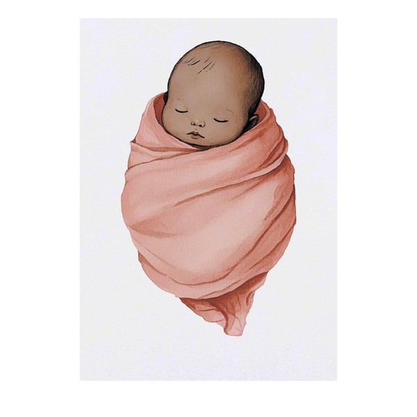'Baby in Pink Blanket' Temporary Tattoo - Water Resistant, Skin-Safe,
