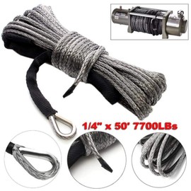 Auveach Winch Rope 6mmx15m 7700lbs Synthetic Sheath Line Cable for ATV UTV Truck
