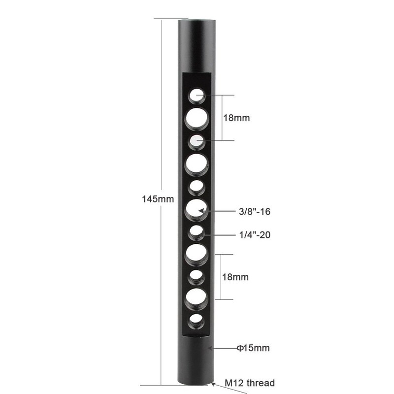 CAMVATE 15 mm Cheese Rod with 1/4"-20 and 3/8"-16 Thread