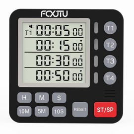 Digital Dual Kitchen Timer, 4-Channel Magnetic Countdown Timer for Cooking