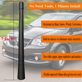 7 Inch Antenna Replacement for Dodge Grand Caravan (2008-2018), Dodge Grand Caravan Antenna, Flexible Rubber Antenna Mast
