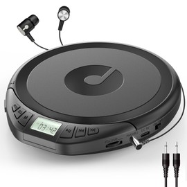 Gueray Portable CD Player with Earphones,CD Discman for Car Home with Anti-Skip Shockproof Protection,Personal Discman CD Music Player with LCD Display Support PROG Memory Function