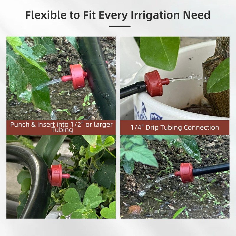 60PCS 2 GPH Pressure Compensating Drip Irrigation Spot Watering Drippers/Emitters,