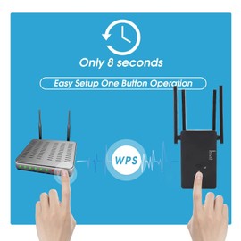 1200Mbps WiFi Extender for Home Office, 5G Dual Band WiFi SignalRange Extender, Wireless AP WiFi Internet Amplifier with 4 Antennas, Up to 105 Devices