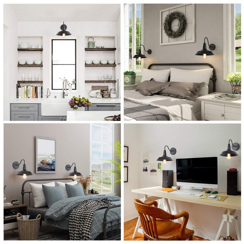 LNC Wall Sconce, 2 Packs Farmhouse Gooseneck Barn Light Fixture