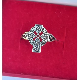 Sterling Silver Plated Oxidized Antique Celtic Irish Cross Pewter Ring Celtic Cross Jewelry for Women (8)