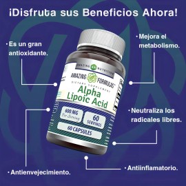 Ácido Alfa Lipoico 600mg 60 Cáps Amazing Nutrition Antioxidante Metabólico