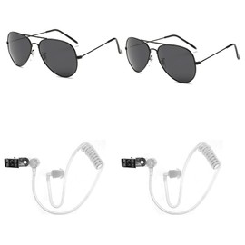 NUMJAW Spy Earpiece Headphones Spy Costume Women Secret Service Earpiece Black Spy Gear Glasses Men Props,Security Guard Secret Agent Costume With Earpiece Earplugs in Spy Costume Accessories