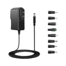 DC/AC 24V 1A Power Supply Universal Switching Power Supply Adaptor with 8 DC Tips for CCTV Camera, Baby Monitor, Bluetooth Speaker, LED Strip Light and More, 3.2ft Power Cord