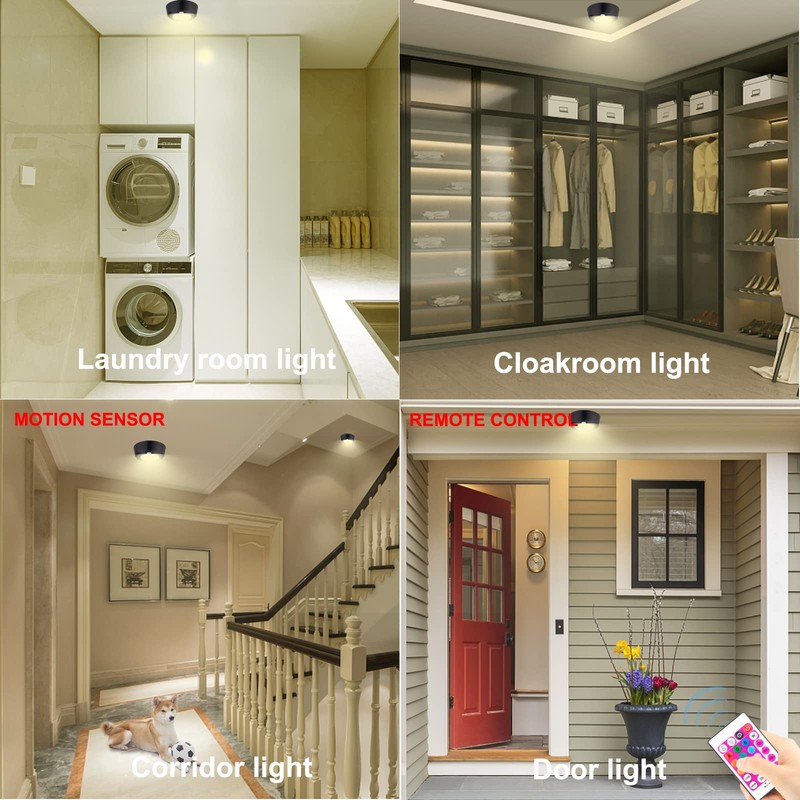 BIGMONAT Wireless Ceiling Light USB Rechargeable, Motion Sensor Shower Light