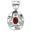 Red Garnet Wire Frame Filigree 925 Sterling Silver Pendant, 1