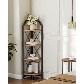 CHOEZON CHOEZON 6-Tier Corner Shelf, Industrial Corner Bookshelf, 71.2" Corner Storage Stand, Plant Stand Display Shelf, Corner Bookcase for Bedroom, Living Room, Home Office, Rustic Brown and Black TCJ11BF