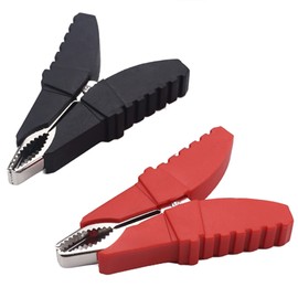 Fielect 2Pcs Insulated Alligator Clips 50A Crocodile Clamps Electrical Test Clamps Clips Battery Cable Clips Clamp for Car Auto Vehicle Boat, Red Black