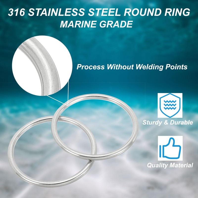 PATIKIL 5 Pcs Metal Rings 2 Inch 316 Stainless Steel