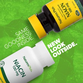 NaturesPlus Niacin - 100 mg, 90 Vegetarian Tablets - High Potency Vitamin B3 Supplement - Gluten-Free - 90 Servings