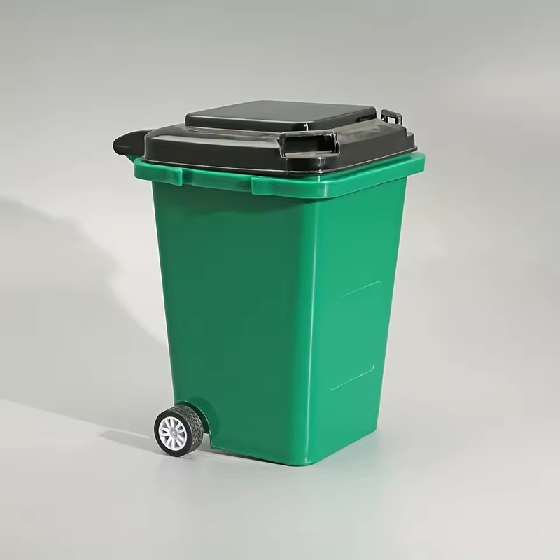 4-Pack Mini Wheelie Trash Bin Pen Holders for Office Desk