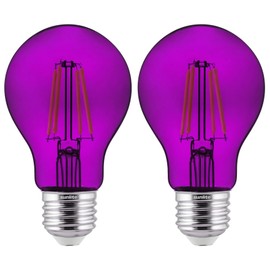 Sunlite 81081 LED Colored Filament A19 Light Bulb, 4.5 Watts, Medium E26 Base, 120 Volts, Transparent Purple, Dimmable, 320 Degree Beam Angle, UL Listed, 2 Count