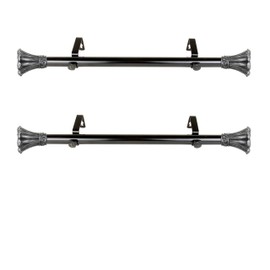 Rod Desyne Blossom 1 - inc Dia. Side Curtain Rod 12-20 inch Long, Set of 2 Black