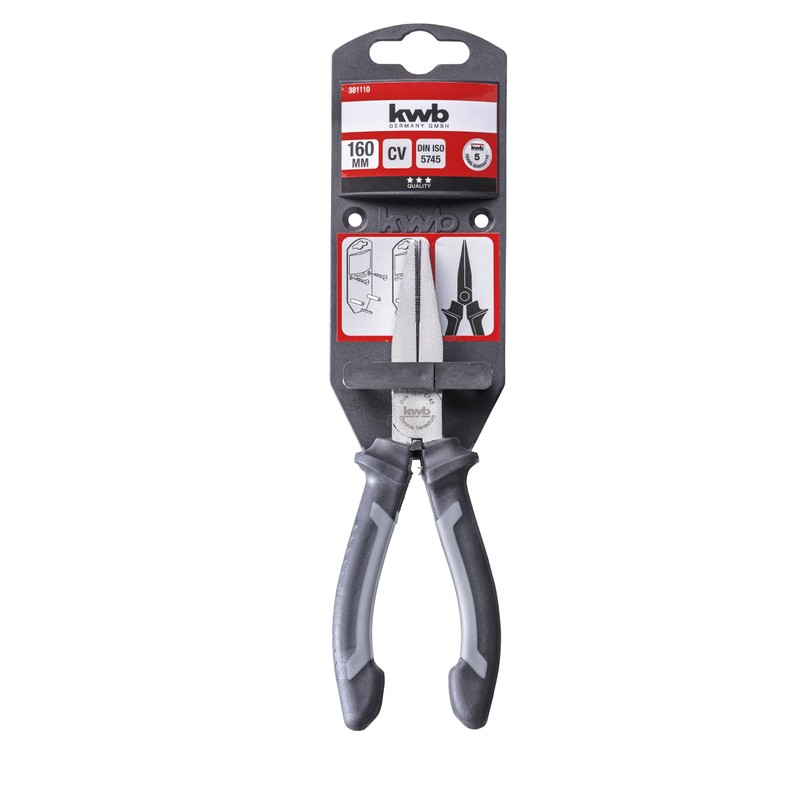 kwb Flat Pliers 160 mm 381110, According to DIN ISO