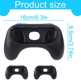 Lyreh Black Grips for Switch 2 Joy-Con, Ergonomic Anti-Slip Handle Kit Controllers Grips Handle Kit for Switch New Gen 2025 Joy Cons Controller