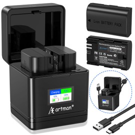 Artman LP-E6P Battery 2750mAh 2-Pack with Dual USB Charger Compatible with Canon EOS R5 Mark II, EOS R7 R6 R5 R, 5D Mark II/III/IV, 6D Mark II, 7D Mark II, 60D 70D 80D 90D, 5D 5DS 5DS R, 6D 7D Cameras
