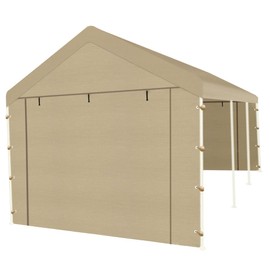 Vanteriam 10 * 20 FT Carport Replacement Tarp Canopy, Sidewall kit Panel Set of 4, 180G PE Waterproof & UV Protected Replacement Sidewall Cover, Beige