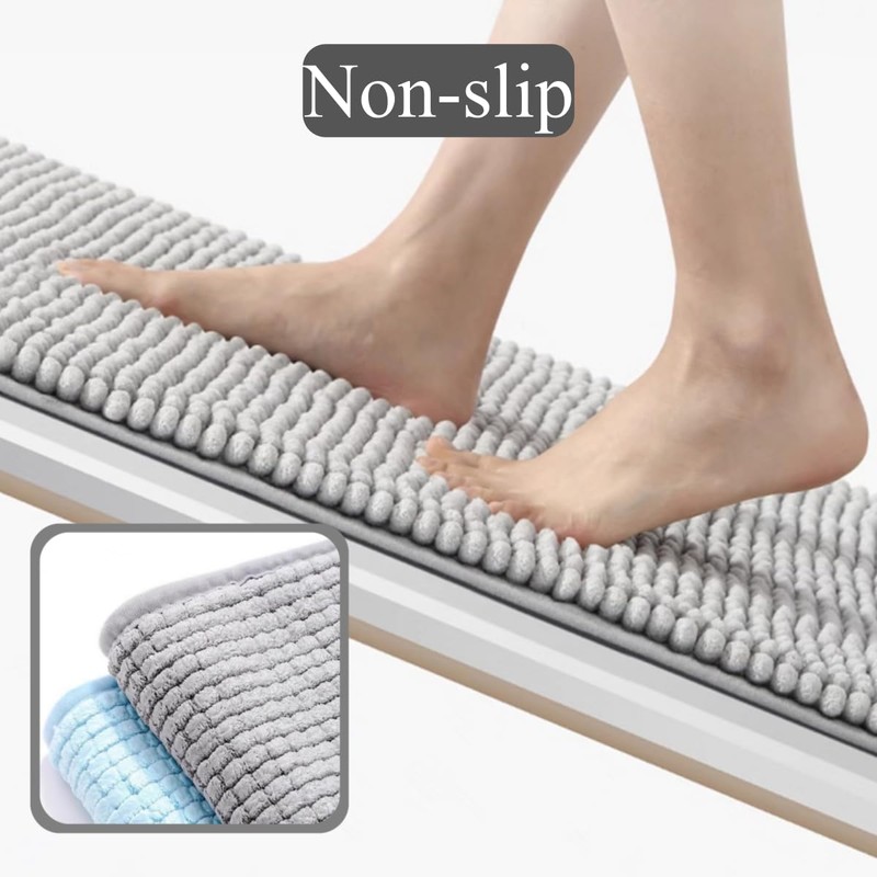 LEZUAN Chenille Bath Mat, Soft Bath Mat, Non-Slip Bath Mat,