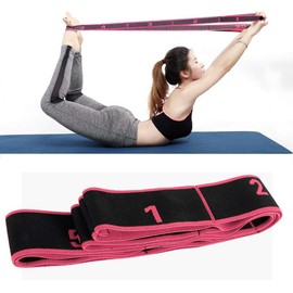 Yoga Exercise Resistance Band Yoga Stretch Assist Strap 8 Numbered Loop Band High Elastic Stretching for Yoga Pilates Dance and Gymnastics, Kids Dancing Assistance and Rehabilitation (Rose Red)