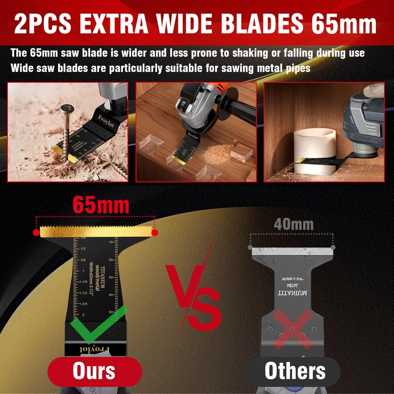 Froylot Latest Titanium Oscillating Tool Blades, Universal Multitool Blades for