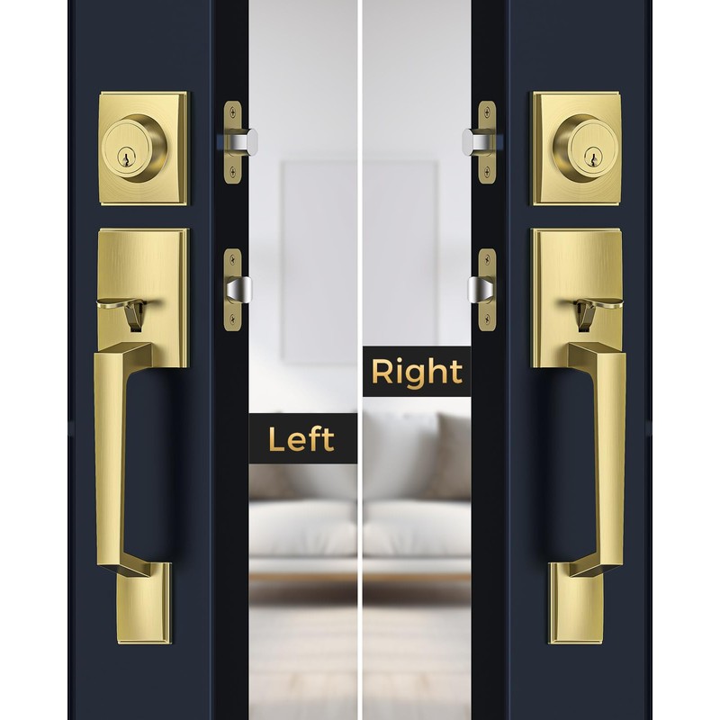 Mensarix Front Door Handle and Deadbolt Set, Gold Front Door