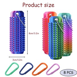 8 PCS Little Ouchies Pain Fidget, 3D Printed Fidget Toy, Spiky Grippie Stim Keychain with Carabiner for Relaxation & Focus Anxiety Novelty Gifts for Friends Coworkers