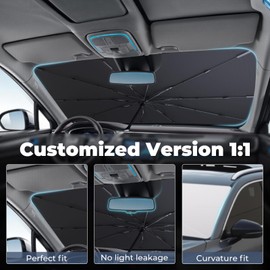 Windshield Sun Shade Umbrella for 2022-2025 Volkswagen VW Taos Accessories: Custom Fit 210T Silver, Foldable Front Window Sunshade, Blocks UV Rays, Keeps Car Cool for S/SE/SEL/Trendline