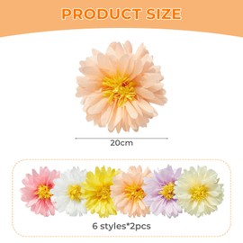 Pack of 12 Tissue Paper Pompoms Decoration, 20 cm Pastel Daisies, Room Decoration, Aesthetic, Party Decorations for Garden Party, Birthday Girls, Wedding, Baby Shower, Prom