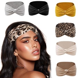 Luckwaii Women's Hair Bands, Pack of 6 Headbands for Women, Extra Wide Hair Band, Elastic Soft Headbands, Non-Slip Hair Bands for Women, Hair Straw, Turban, Hair Wrap for Girls