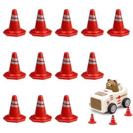 Set of 12 Miniature Mini Road Cone DIY Plastic Traffic Signs with Road Cone Signs for Models, Crafts, Studying, Model Making, Home Decoration