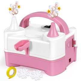 HELESIN Electric Balloon Pump, Professional Balloon Inflator 600W 2 Inflation Modes, 4 Accessories Included, Balloon Machine for Birthday, Weddings and Party Decoration (Pink)