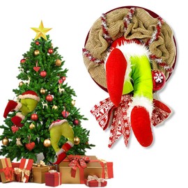 Christmas Wreath Decorations, Plush Legs Christmas Decorations Exquisite Santa Claus Wreath, Christmas Thief Wreath, Garlands Home Accessories Decoration, Christmas Garland Decorations (Red/1)