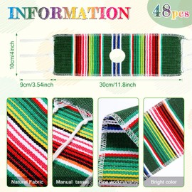 Irenare 48 Pcs Beer Poncho Mini Serapes Bottle Covers for Cinco De Mayo Multi Color Assorted Mexican Bottle Ponchos with Rainbow Striped Mexican Fiesta Party Decoration (Multicolor)