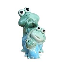 S.T.S.G Frog Figurine, Object, Ceramic, Set of 3, Garden, Ornament, Miscellaneous Goods, Decoration, Present, Lucky Charm (Frog Brother)