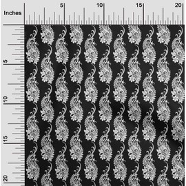 oneOone Velvet Black Fabric Asian Paisley Sewing Fabric by The Yard Printed DIY Clothing Sewing Supplies 58 Inch Wide