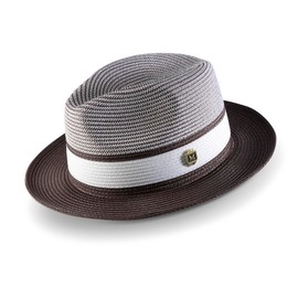 MONTIQUE Men's Braided Pinch Fedora Hat - Fashion Fedoras for Men H-87 (Small, Brown)