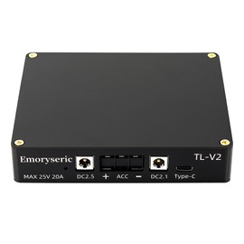 Emoryseric TL-V2 DC Power Filter & Purifier Compatible with Raspberry Pi - HiFi Audiophile Electronic Processor Ultra-Low ESR DC Power Conditioner for DAC, Amp, NAS, Car Audio (5V-25V, 20A)