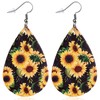 YINCUO Sunflower Earrings for Women Leather Teardrop Dangle Drop Jewelry